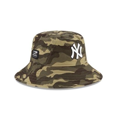 Green New York Yankees Hat - New Era MLB Armed Forces Weekend Stretch Bucket Hat USA3926180